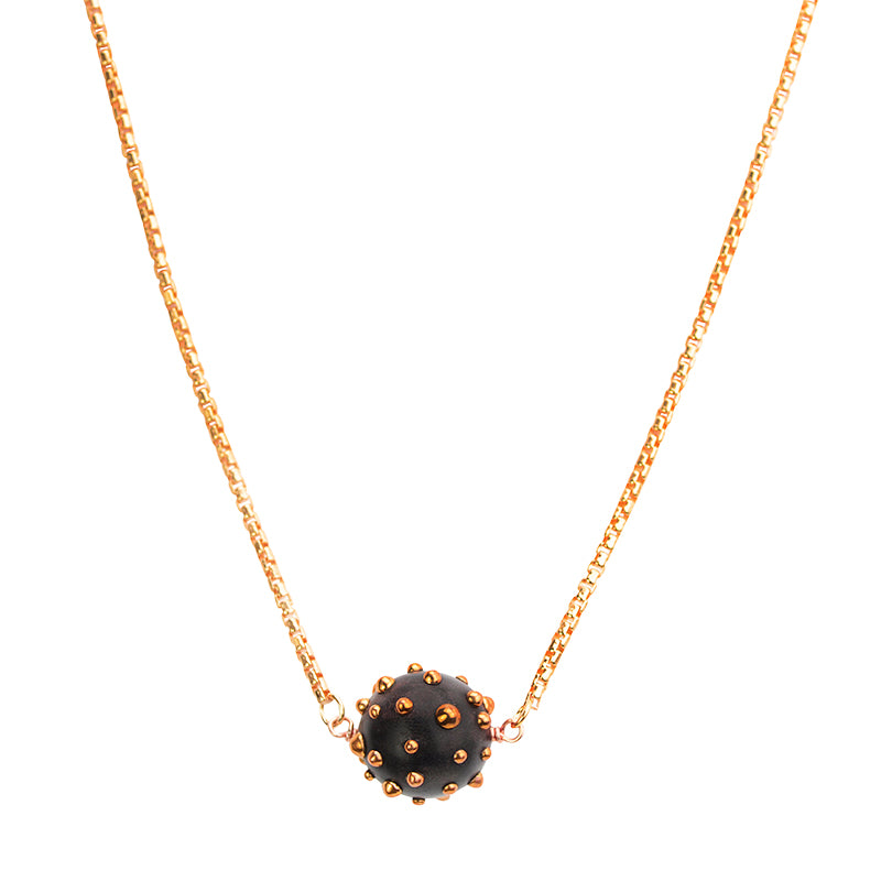 Karen London "On A Roll" Wood Rose Gold Plated Brass Necklace