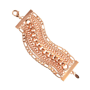 Gorgeous Rose Gold Plated Multi Chain Link Statement Bracelet