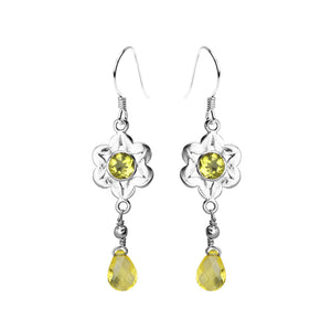 Lemon Quartz Sterling Silver Flower Earrings