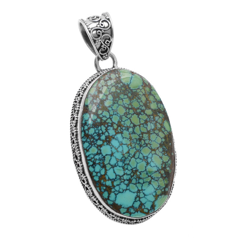 Genuine Turquoise Sterling Silver Pendant-Large