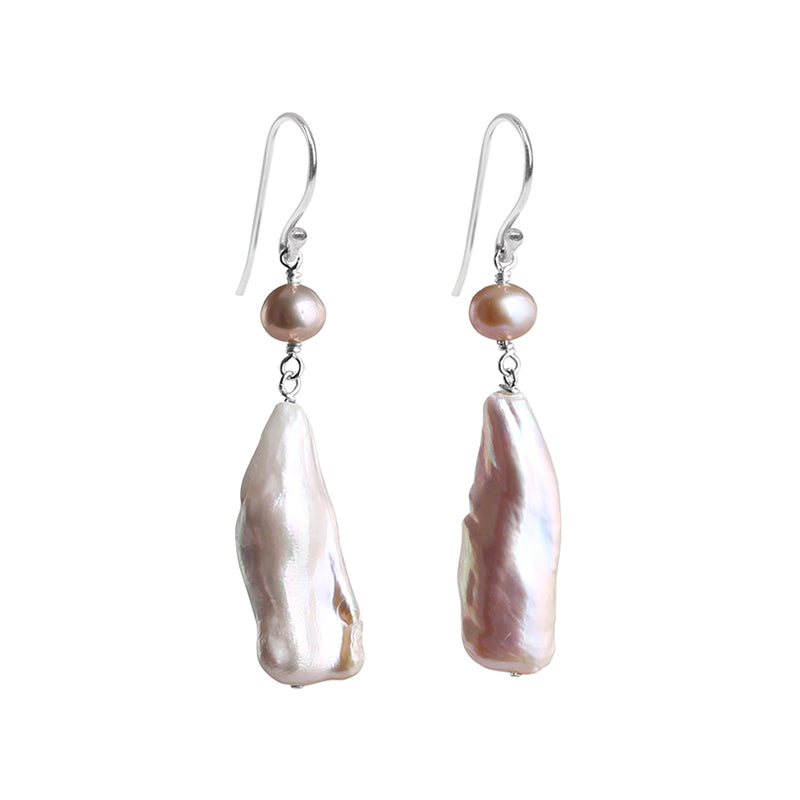 Romantic Pink Fresh Water Pearl Sterling Silver Earrings