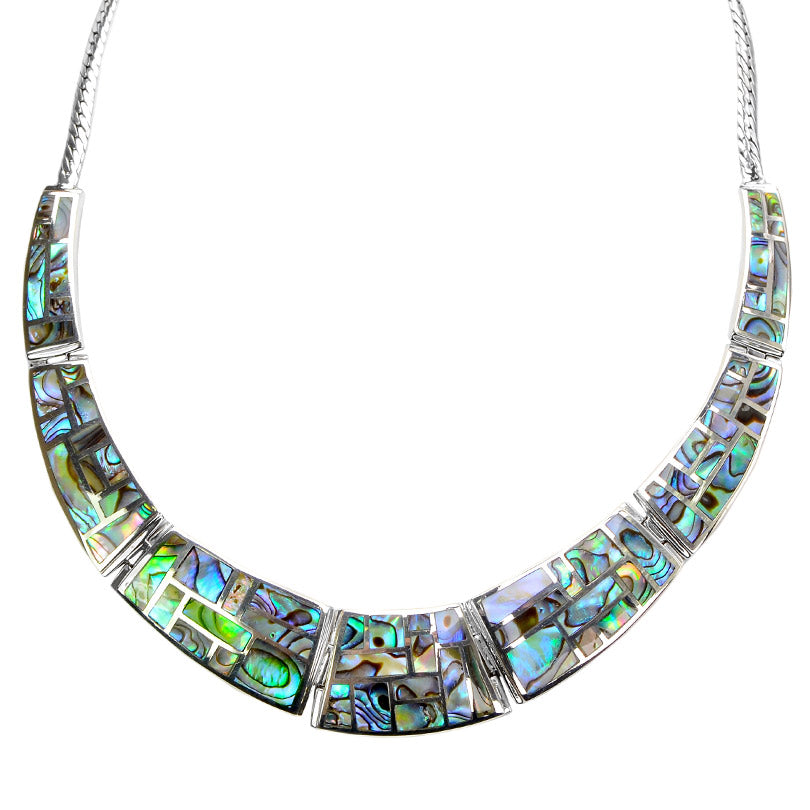 Beautiful Lustrous Labyrinth Abalone Sterling Silver Statement Necklace