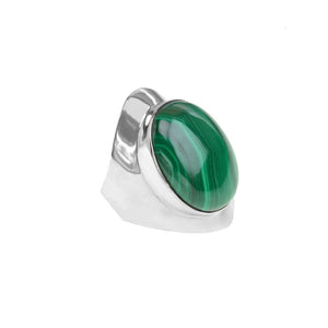 Magnificent Shade of Lush Green Malachite Sterling Silver Statement Ring