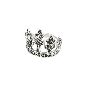 Floral Crown Marcasite and Sterling Silver Ring