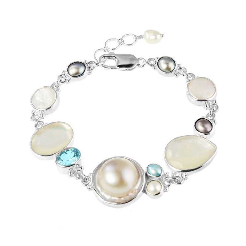 Mermaid's Envy Fresh Water Pearl Sterling Silver Bracelet