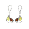 Tulip Embrace Mixed Colors of Baltic Amber Drops Sterling Silver Statement Earrings