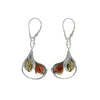 Tulip Embrace Mixed Colors of Baltic Amber Drops Sterling Silver Statement Earrings