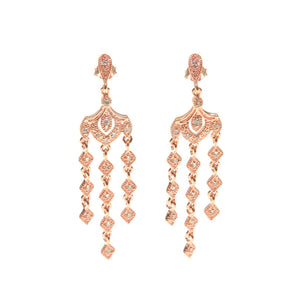 Delicate Rose Gold Plated Vintage Moonlit Muse CZ Crystal Earrings