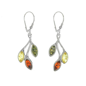 Stunning Mixed Baltic Amber Sterling Silver Earrings