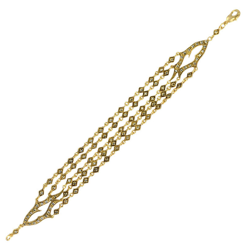 Golden Flame 14kt Gold Plated Crystal  Multi-Strand Bracelet