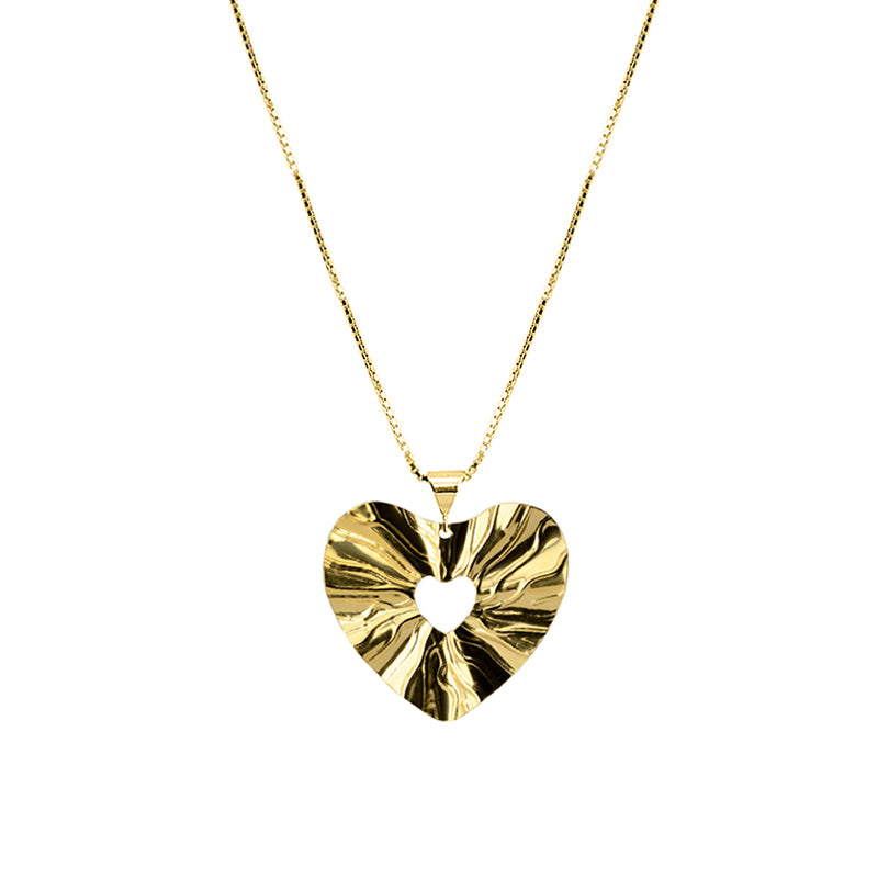 Sparkling Gold Plated Sterling Silver Italian Heart on Vermeil Chain Necklace