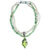 Unbelieveable Frog on Magnificent Sparkling CZ Stone with 3 Multi-Gemstone Strands Statement Necklace