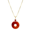 Gorgeous Carnelian Circle Hoop Gold Plated Sterling Silver Necklace