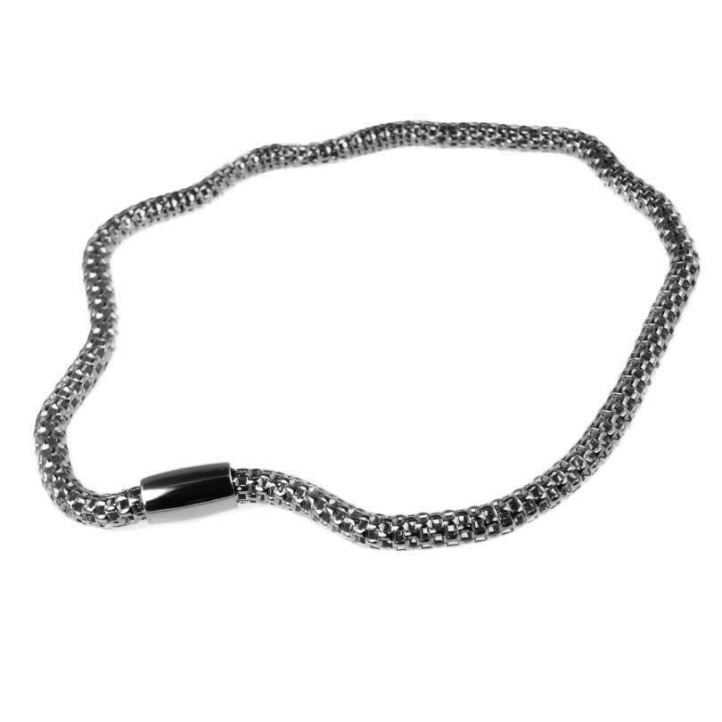 Dark Rhodium Plated Sterling Silver Woven Necklace with Magnetic Clasp