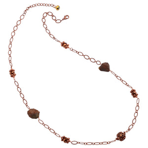 Raw Amber, Crystal and Copper Plated Chain Necklace