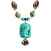 Gorgeous Carved Turquoise Lizard, Smoky and Lemon Quartz Sterling Silver Statement Necklace 18" - 20" one of a kind