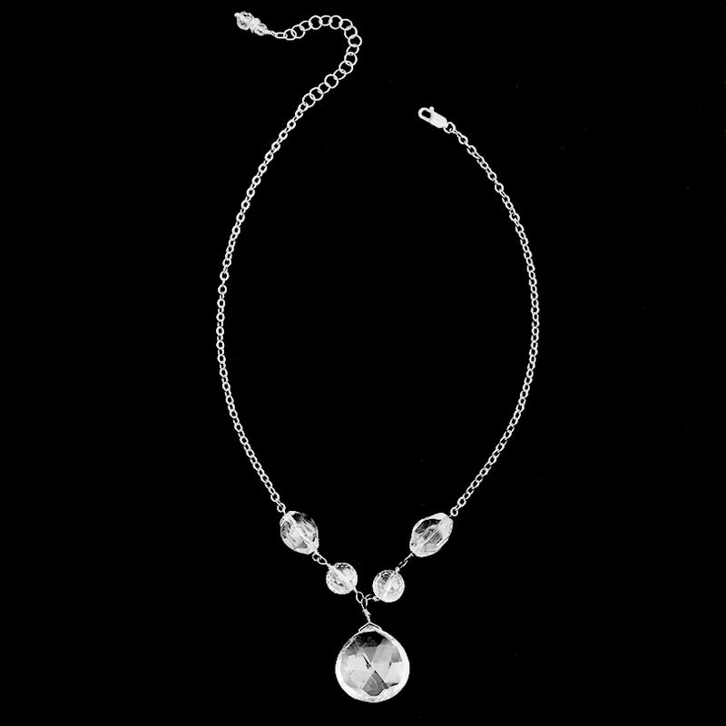 Ultra Feminine Faceted Quartz Sterling Silver Necklace