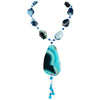 Stunning River Blue Agate Nature's Design Sterling Silver Statement Necklace