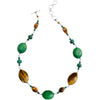 Wonderful Earthy Green Turquoise, Tiger's Eye and Malachite Sterling Silver Statement Necklace