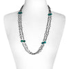 Earthy Turquoise on Black Chain Wrap Around Necklace 60"
