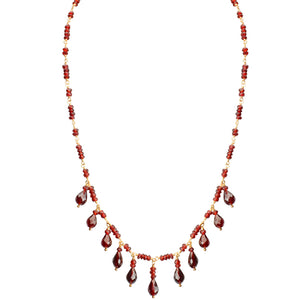 Beautiful Faceted Garnet Princess Gold Filled Necklace