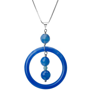 Vibrant Periwinkle Blue Jade Sterling Silver Necklace