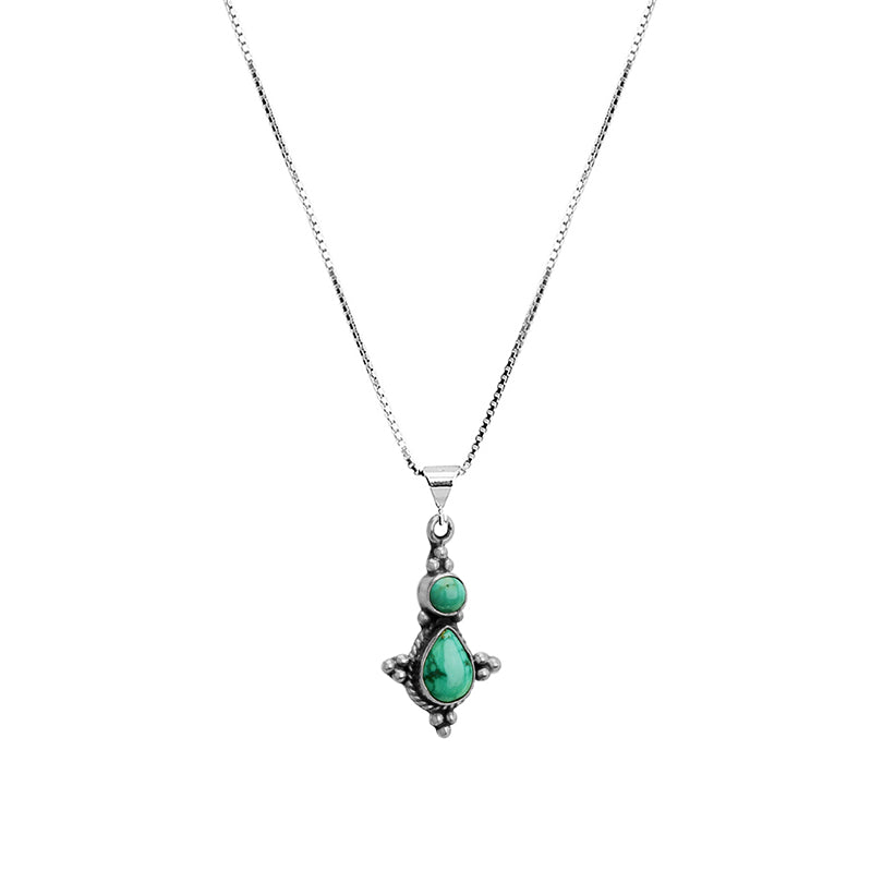 Exotic Petite Turquoise Sterling Silver Necklace