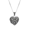 Classic Marcasite Heart Locket on Rhodium Plated Silver Chain