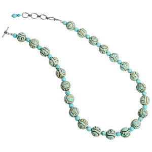 Tropical Blue Carved Chalk Turquoise Beaded Necklace