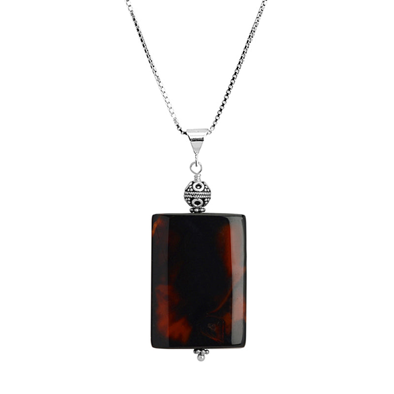 Unique Dark Carnelian Sterling Silver Necklace 16