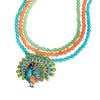 Gorgeous Colorful Multi Strand Silver Peacock Brooch Necklace