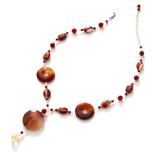 Dramatic Red Agate and Carnelian Sterling Silver Statement  Necklace