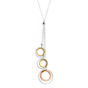 18kt Tri-Color Gold and Rhodium Plated Italian Sterling Silver Circles Necklace