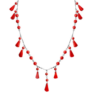 Flirty Bamboo Coral Sterling Silver Short Happy Necklace