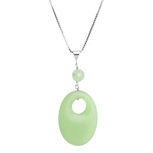 Soft Pastel Green Color Jade and Prehnite Sterling Silver Necklace
