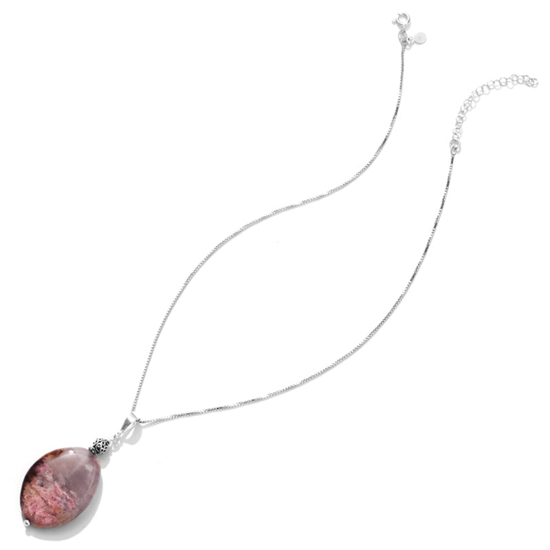 Gorgeous Shades of Rose and Pink Jasper Sterling Silver Necklace