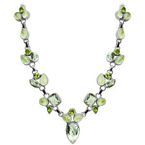 Gorgeous Green Amethyst Sterling Silver Statement Necklace