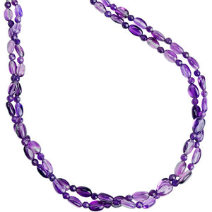 Lovely, Radiant Amethyst Double Strand Sterling Silver Necklace