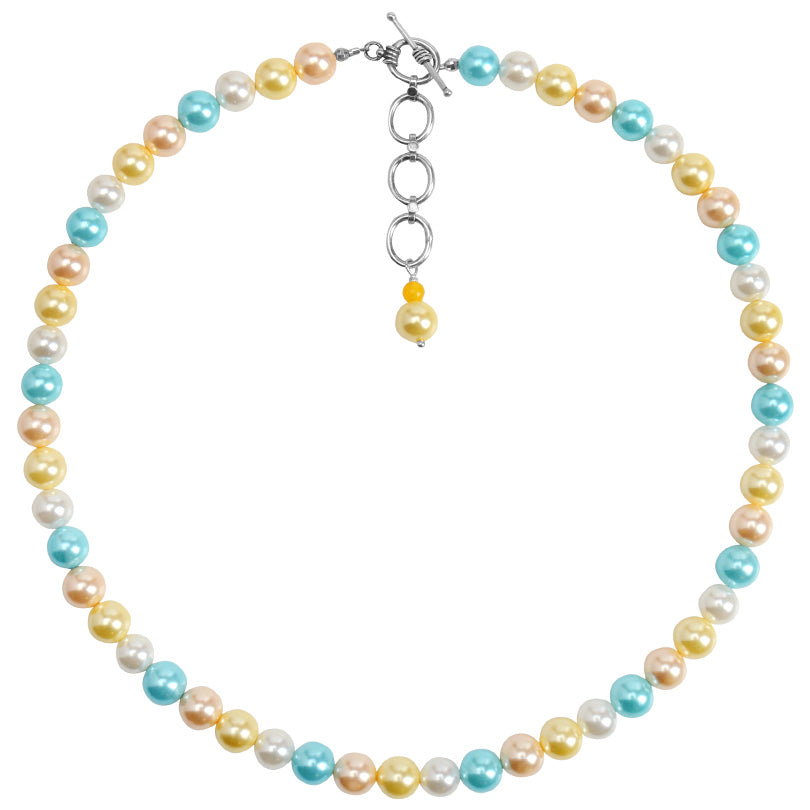 Shimmering Pastel Shell Pearls Sterling Silver Necklace