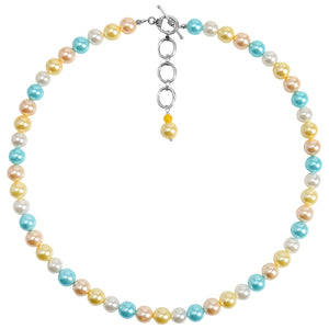 Shimmering Pastel Shell Pearls Sterling Silver Necklace