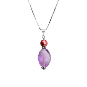 Delightful Lavender Amethyst and Pearl Sterling Silver Necklace