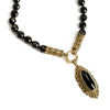 Vintage Style Black Onyx Gold Plated Marcasite Statement Necklace