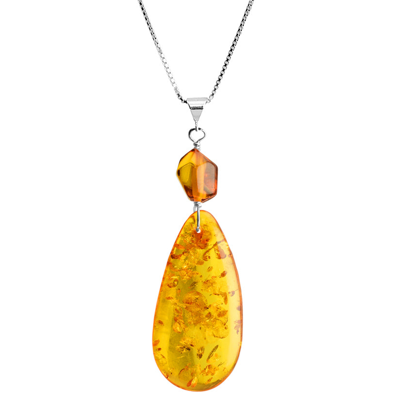 Honey Cognac Baltic Amber Sterling Silver Necklace