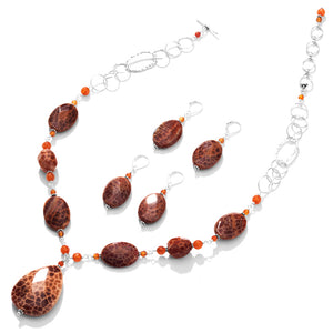 Outstanding Brilliant Fire Agate Sterling Silver Necklace
