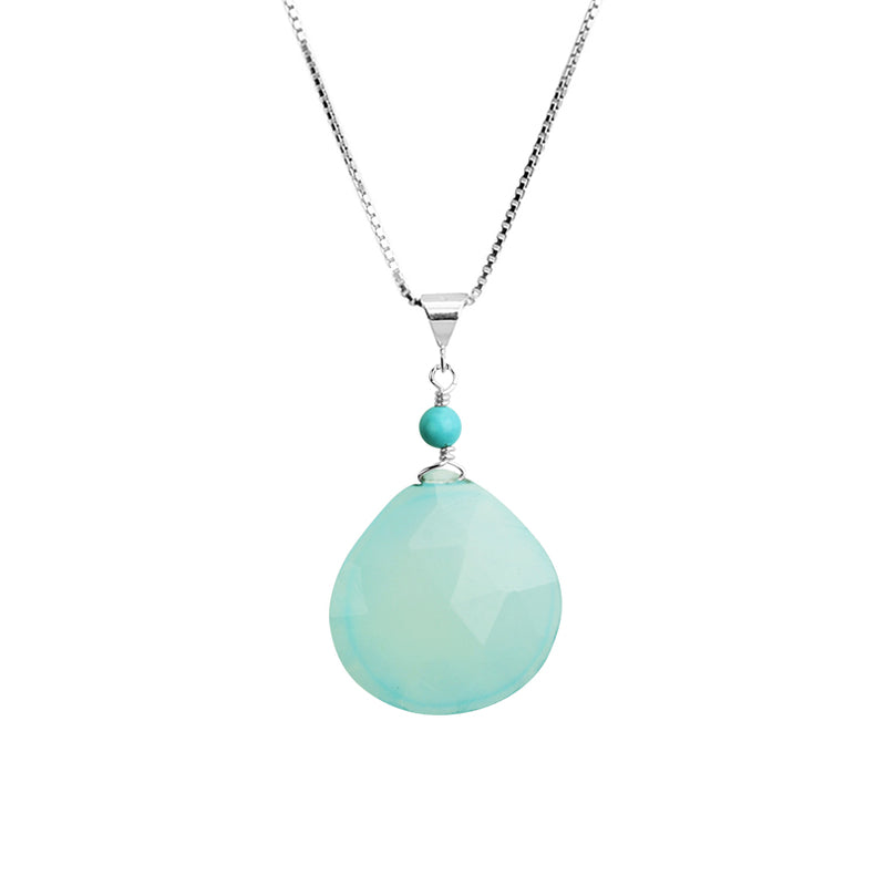 Gorgeous Faceted Blue Chalcedony Sterling Silver Necklace