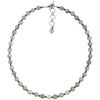 Fashionable Black Rutiliated Quartz and Hematite Sterling Silver Necklace 18" - 20"