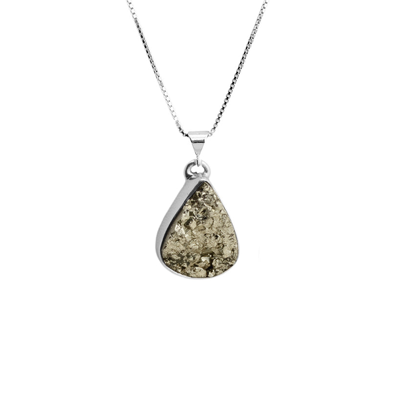 Earthy Sparkly Pyrite Sterling Silver Necklace 18"