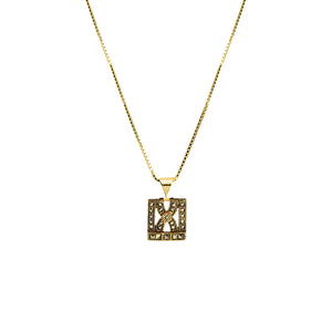 Delicate Art Deco Style Gold Plated Marcasite Emblem on Italian Gold Plated silver Chain Necklace