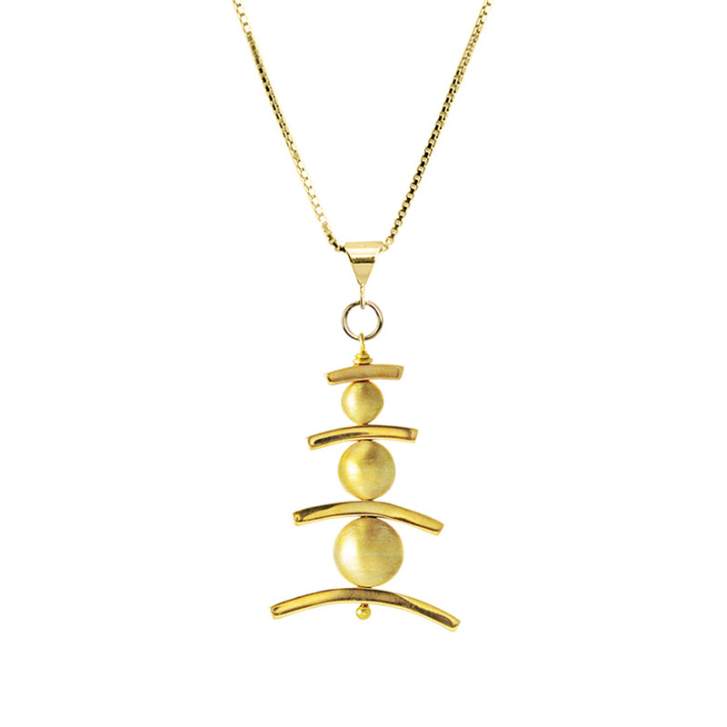 Karen London Contemporary Fish Bone Design Brass Necklace 16