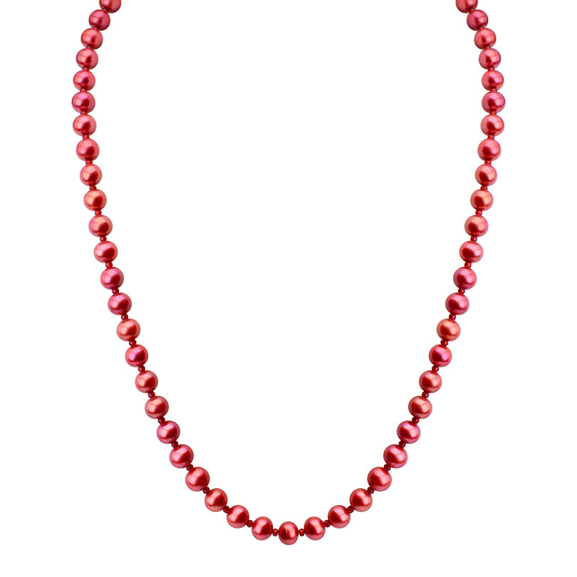 Dazzling Rose Color Pearls Sterling Silver Necklace 18" - 19"